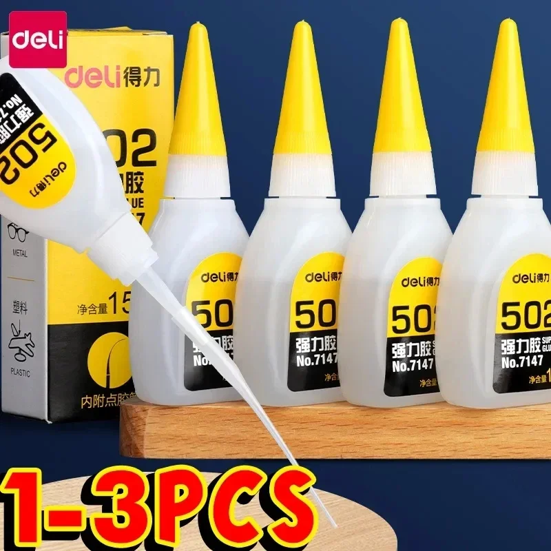 1-3ks deli 502 super lepidlo Okamžité rýchle sušenie kyananyakrylátu adhézne kožené kožené gumové drevo kov kov Silná väzbová tekutina lepidlo lepidlo na lepidlo