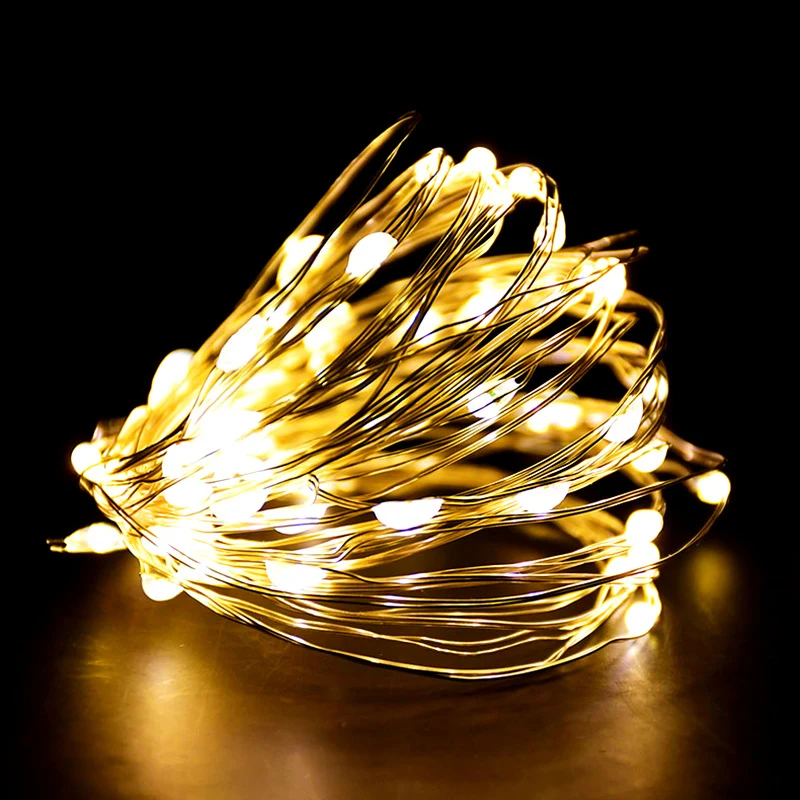 1-3M LED reťazové svetlá teplé biele rozprávkové svetlá girlandy pre domácu vianočnú svadobnú narodeninovú oslavu dekorácia batéria napájaná žiarovka