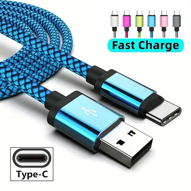 1-3M USB Typ C Kábel Dátum Synchronizácie 3A Rýchle nabíjanie Nylon Braid Wire Charger Cable pre mobilný telefón Samsung Huawei Android Type C Mobilný telefón