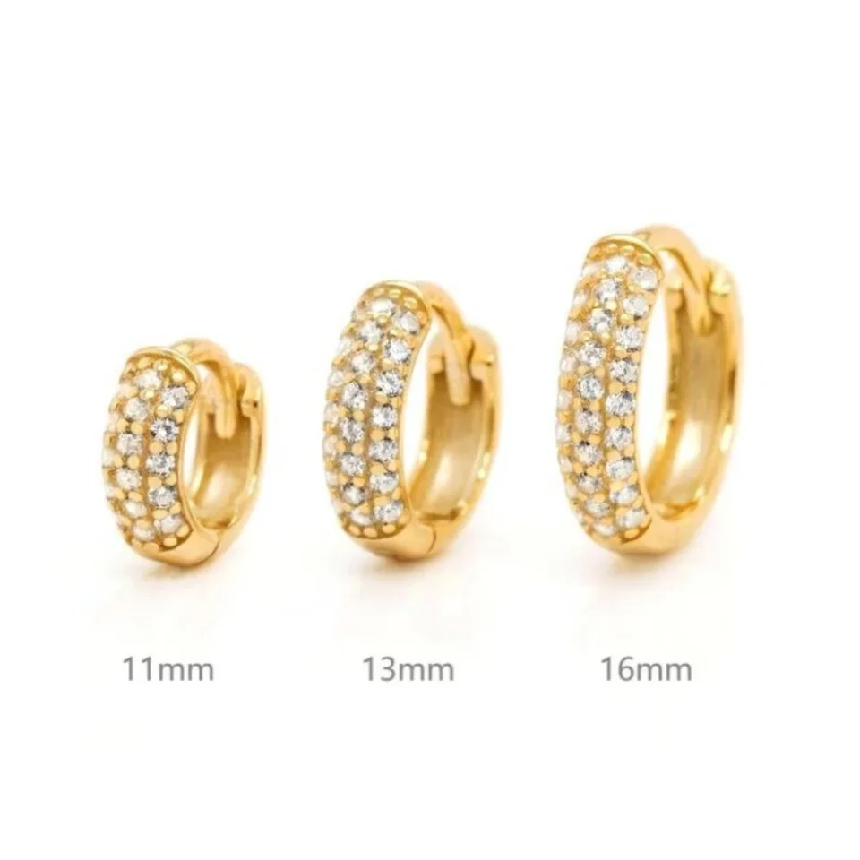 1/3Pairs Piercing Vyhlásenie Triple Dláždené náušnice obruč