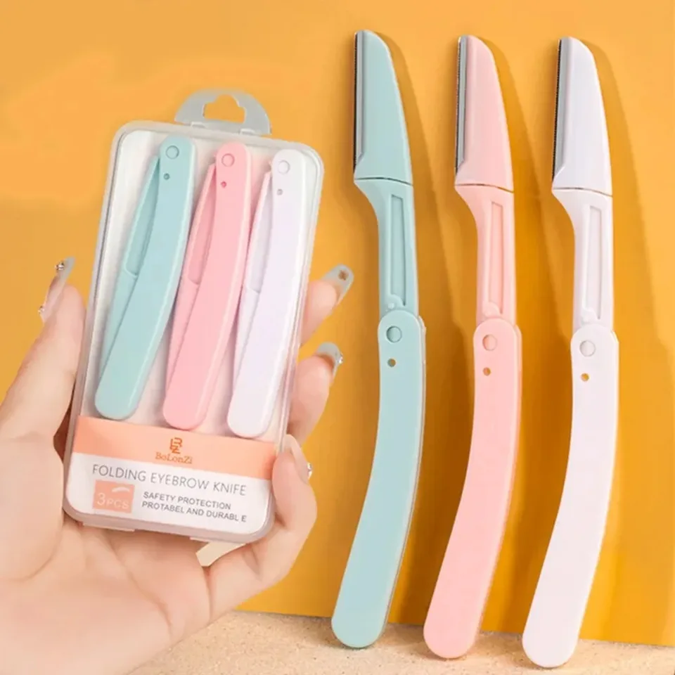 1/3PC Bezpečné skladacie dámske dámy tváre holiaceho stroja Trimmer Blade Blade Anti-Scratch Razor Makeup Tools Tools