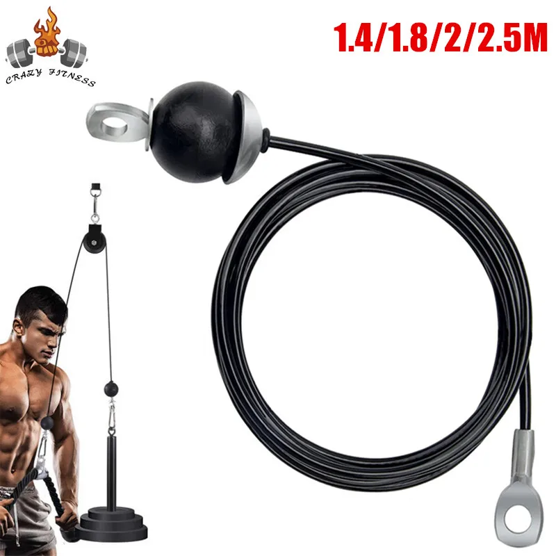 1,4/1,8/2/2,5 m oceľové drôtené lano DIY ťažkopádne Viacdeslá kladka Fitness Stroj na domáce fitness