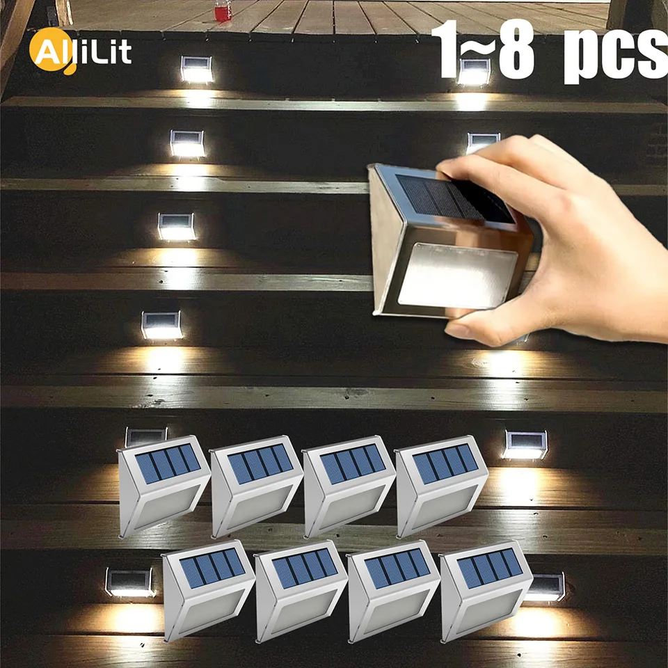 1/4/6/10ks 6led solárne schodisko Light Outdoor z nehrdzavejúcej ocele Witerprood záhrady záhradná paluba Light Street Wall Lamp Ozdob