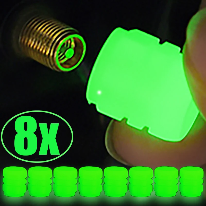 1/4/8ks svetelné pneumatiky Ventily Fluorescenčné nočné žiariace auto motocykel bicykel bicykel pneumatika Pneumatika