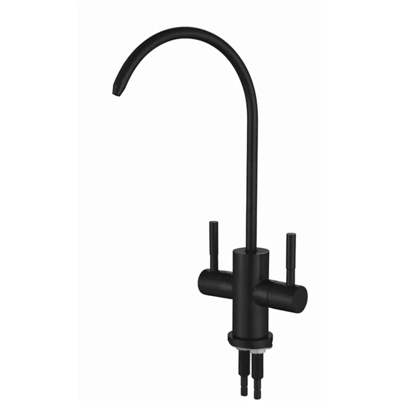 1/4 '' dvojité diery umývadlo faucet kohútik čierna reverzná osmóza ro pitná voda filter kuchynský kohútik