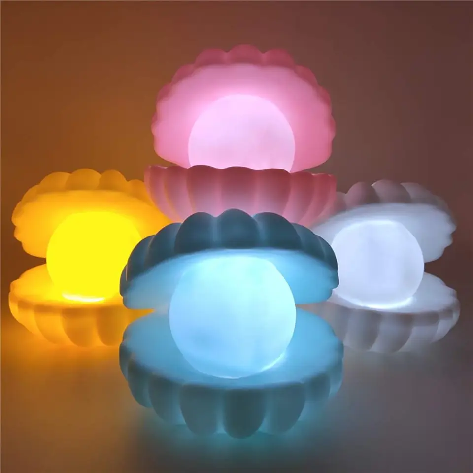 1/4 ks škrupiny perlové nočné svetlo spálne nočná lampa preteká nočné svetlá Streamer morská panna víla nočné lampy