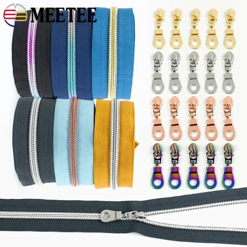 1-4 meters 5# nylonové zipsové páska pri meračnom odevnom taške Zipper Sliders Šiť Zips Uzatváracie súpravy na zips