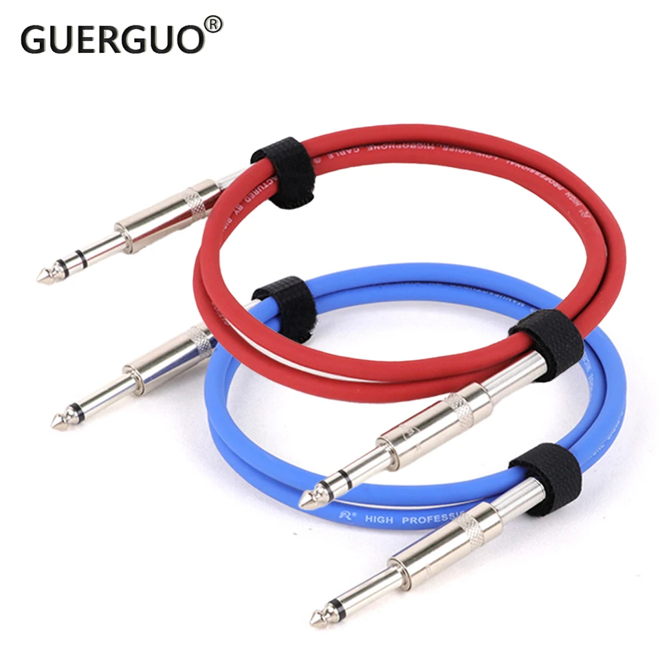 1/4 palcový gitarový kábel, 6,35 mm stereo/mono až stereo/mono audio patch kábel