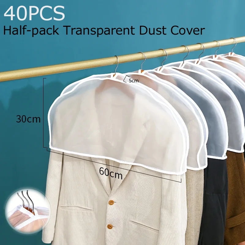 1-40ks polo-balenie odevného odevu Prachový kryt peva nepremokavý priehľadný oblek Coat Storage Bag Stručne šatník