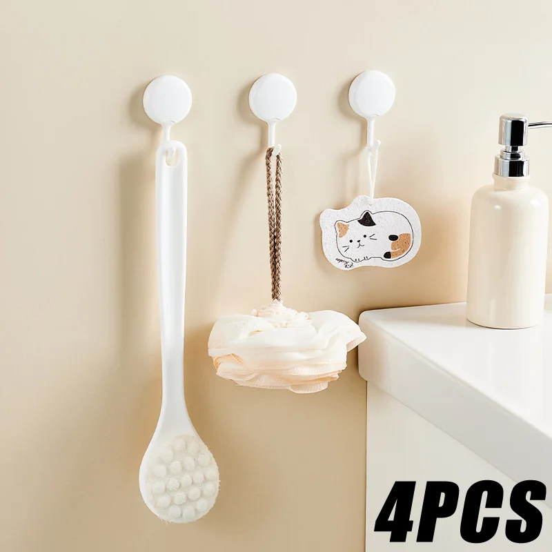 1/4ks biele samolepiace plastové plastové kúpeľňové nástenné kúpeľňové stenu s plášťom Coat Coat Castle Bag Rack Storage Storage Organizátor Hardware
