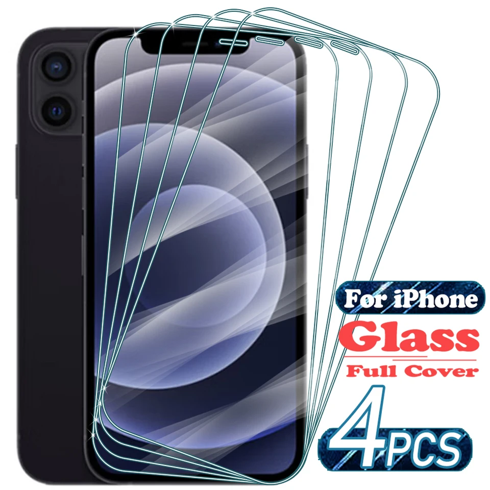 1/4ks HD Ochranca obrazovky Temperované sklo pre iPhone 12 Pro Max 12Pro Ochranné sklo pre iPhone 12 Mini Protective Glass Film