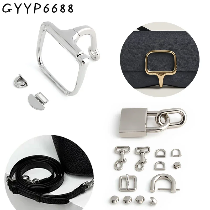 1/5/10sety strieborné kovové súpravy pre dámske kabelky na ramenné kabelky Clasp Lock Pin Pin Bunkle Filp Lock Snap Hook Príslušenstvo