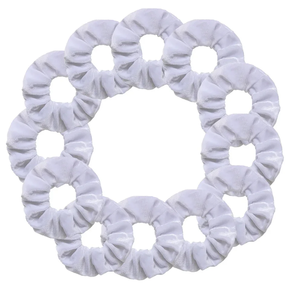 1/5/12 kus bieleho zamatového módneho vlasov Scrunchies Dámy Vlasy Vlasy Vlasové pásy Príslušenstvo Elastické ozdoby