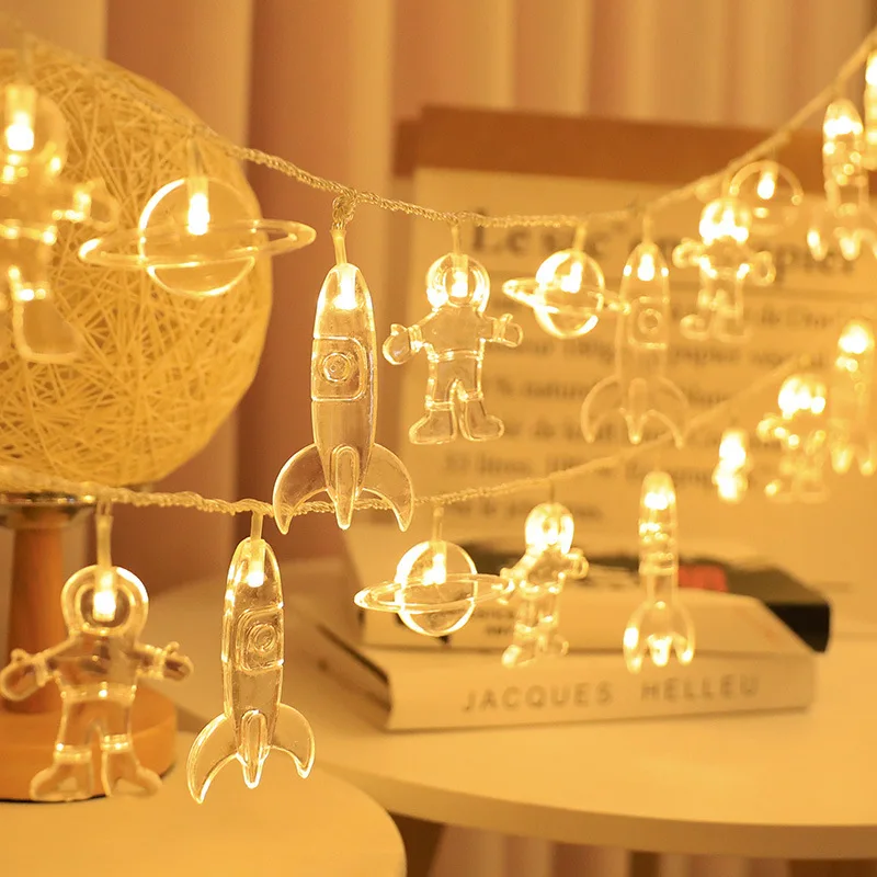 1,5 m 10led vesmírna téma víla String Light Rocket Astronaut Spálňa Závesné svetlo pre deti narodeniny bábätká Decor Decor