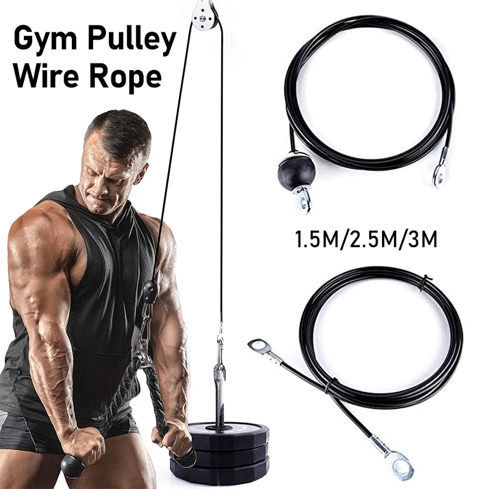 1,5 m/2,5 m/3m telocvičňa Kladka kladky Káblové vodiče Lano 5 mm pevnosť Ramena Ramenie Tricepting Zdvíhacie výcvik Fitness Doplnky