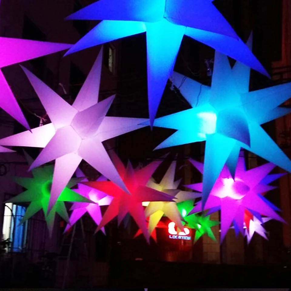 1,5 m/2M Dia 11 Spikers Giant Decoration SATR so svetlom, nafukovacie nafukovacie LED LED hviezda LED pre párty, svadbu, udalosť