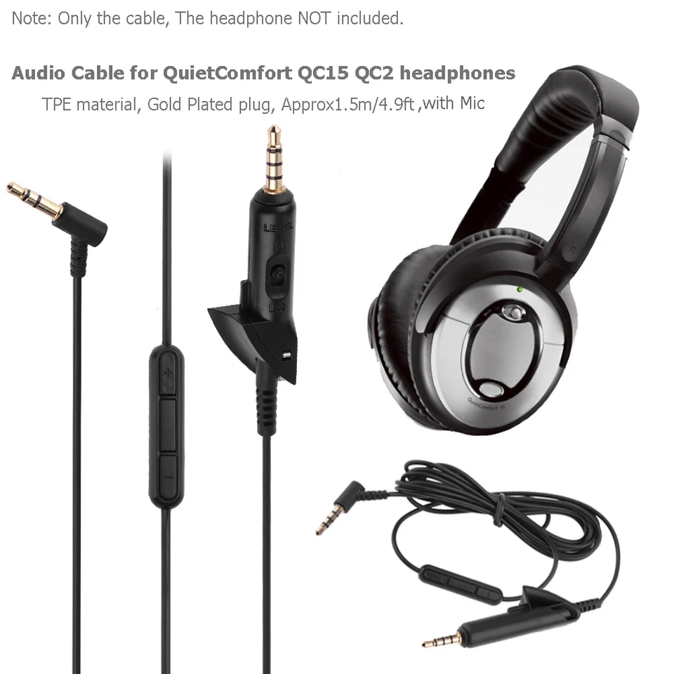1,5 m 3,5 mm samec k mužskému zvukovému káblovému drôtu s mikrofónom pre slúchadlá Bose QC15 QC2