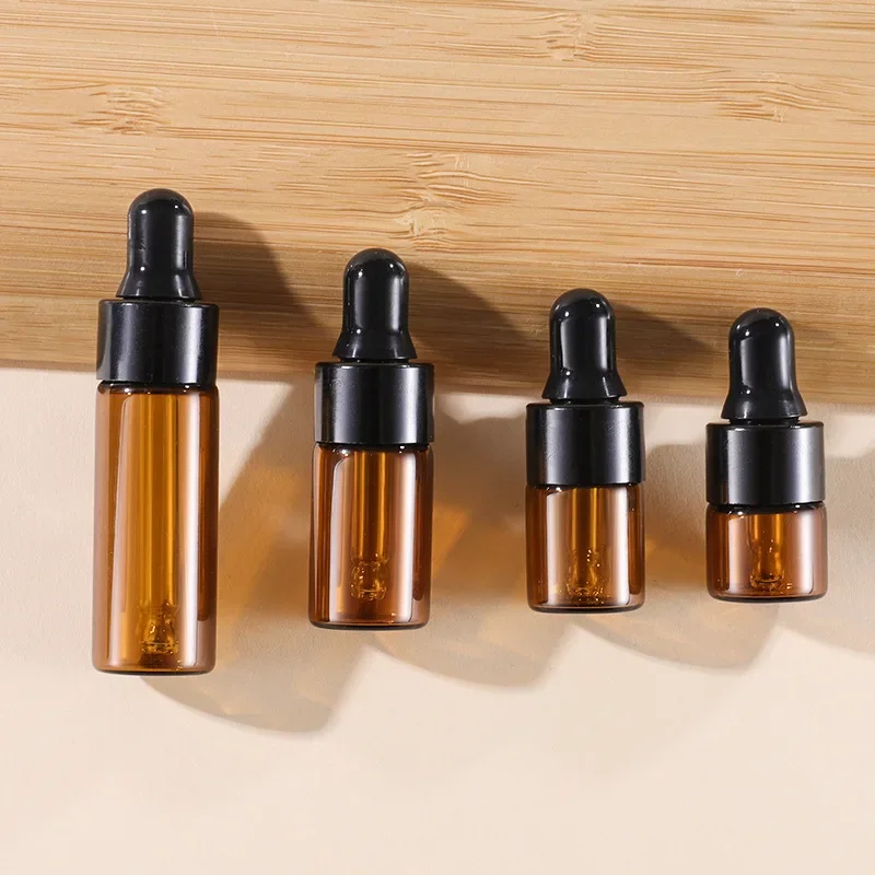 1-5 ml olejová fľaša Tawny sklenená fľašková čiapka Splatný roztok malá fľaša prázdna jantárová tenká dram Parfumová fľaštička Test vzorky vzorky