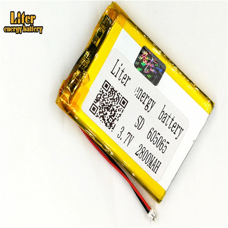 1,5 mm 2pin konektor 605065 2800MAH 3,7 V Nabíjateľná li-polymérna batéria pre elektronické knihy GPS Rekreačné stroje Recordery PDA PDA