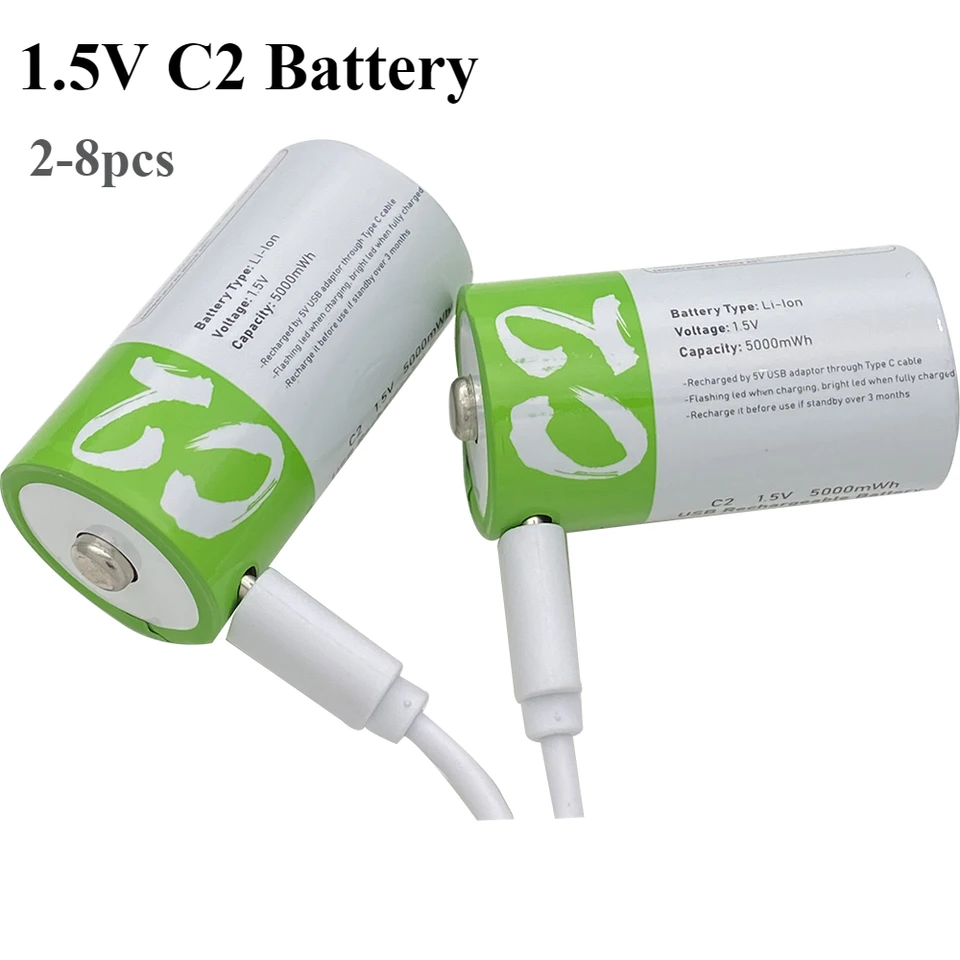 1,5 V 5000MWh C Veľkosť LR14 LI-PO Nabíjateľná batéria typu C Ultra rýchla nabíjanie USB nabíjanie lítiovej batérie pre plynový sporák baterky
