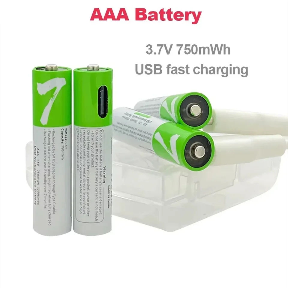 1,5 V AAA 750MWH Nabíjateľná lítiová batéria Rýchle nabíjanie pre diaľkové ovládanie MP3, baterka, budík+kábel typu C