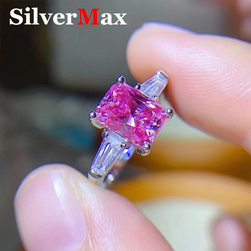 1-5Ct Radiant Emerald Moissanit Diamond Rings pre ženy