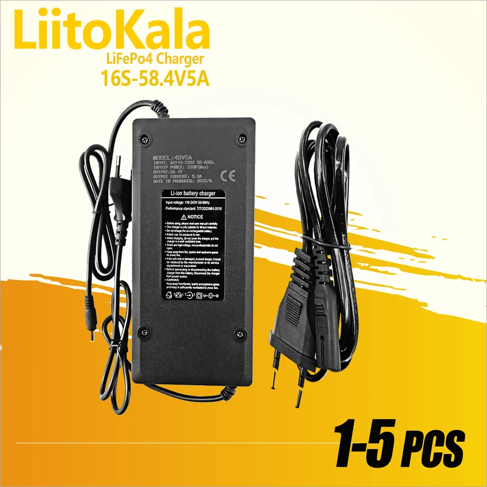1-5ks liitokala 16s 58.4v 5a Charger Smart Vhodný pre 16S 51,2 V vonkajšie životné číslo batérie Elektrické auto bezpečné a stabilné 58,4V 5A