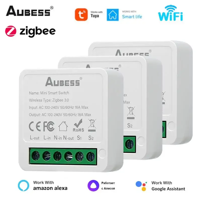 1-5ks tuya wifi Zigbee Smart Wireless Switch 16a Supporpe 2 Way Control Smart Life Control App Control Alexa Google Home Voice Control