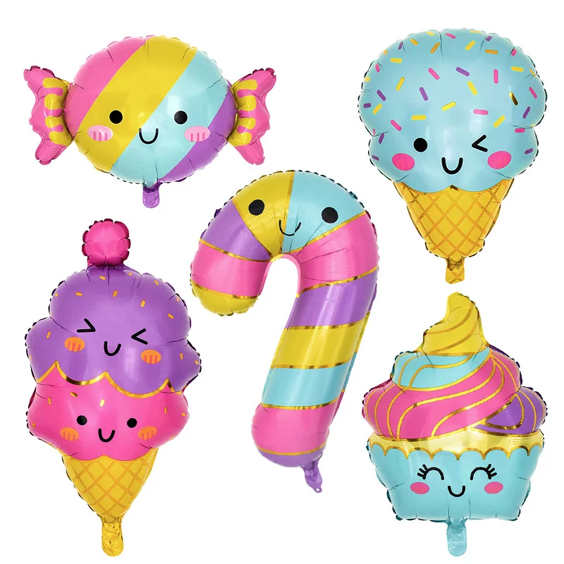 1/5ks zmrzlina Candy Cake Dessert Foil Balóny Dievčatá letná narodeninová oslava Candy Bar dekorácie Detské hračky Cartoon Air Globos