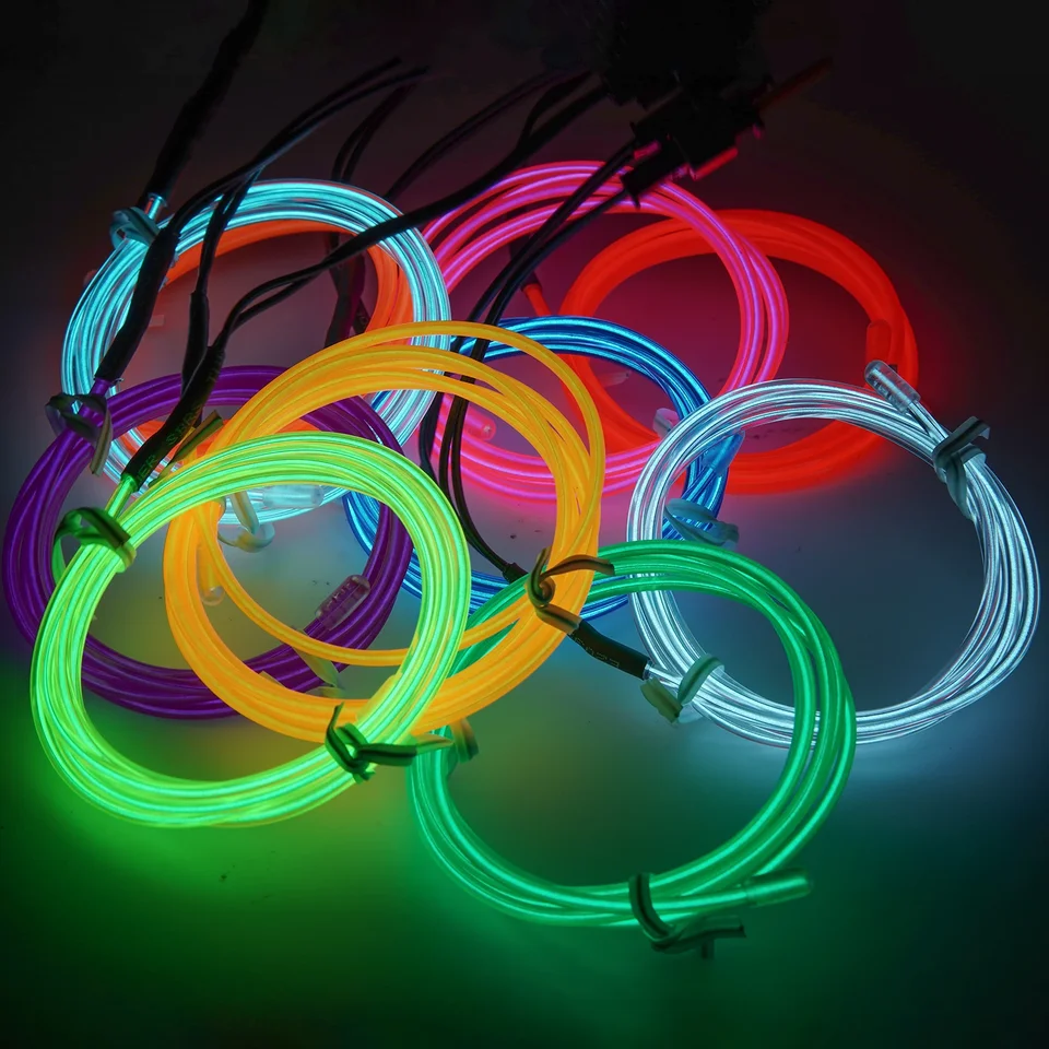 1-5M 10M EL Wire Flexibilné neónové svetlo žiara El Draht Seil Rohr Wasserdichte Led Neon Lichter Schuhe Kleidung Auto de