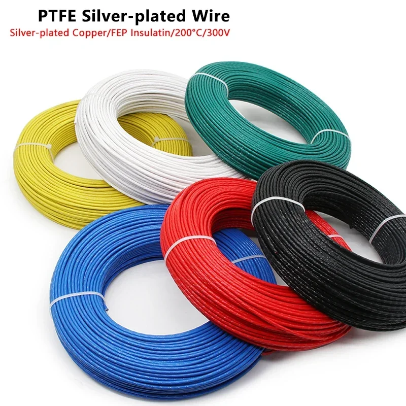 1/5M PTFE drôt AWG10/11/13/11/11/12/22/22/2221/28/33116119 strieborný vysoký čistota Copper Cable pre 3D tlačiareň DIY