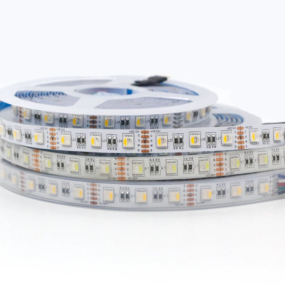 1-5M RGBW LED pásma LED svetlo DC12V 24V 5050 RGBW RGBWW 4in1 LED Flexibilná pruhová Svetlá páska 60LED/M DIY KOMITÁLNA Kuchynská skrinka Svetlá