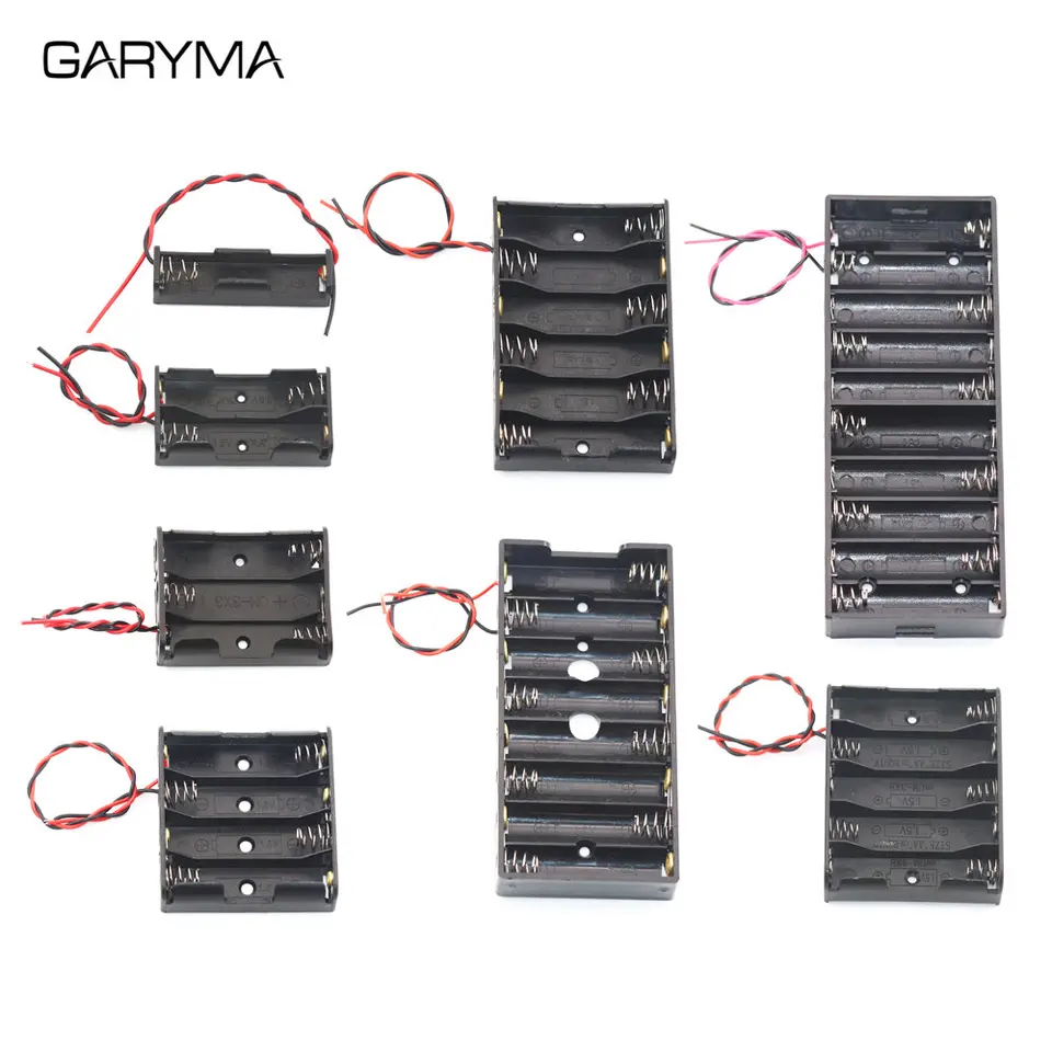 1,5V ~ 15V Čierny plastový úložný box AA držiak batérie batériu s kliešťou DIY vodičom 1x 2x 3x 4x 5x 6x 8x 10x slot