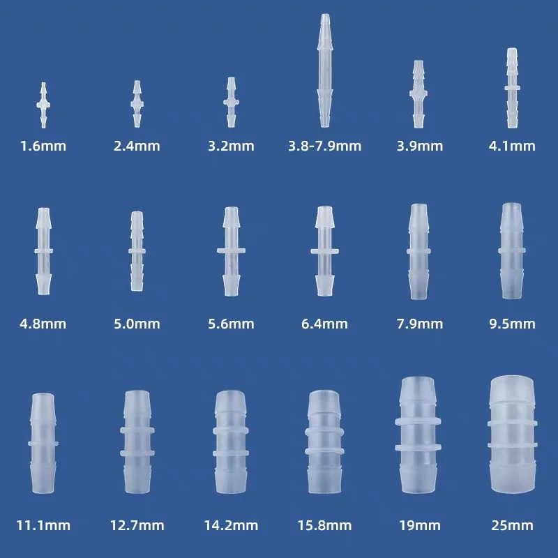 1,6-25 mm 10ks PP Plastové potrubie Akvárium vzduchové čerpadlo kvartálky hadice peristaltické čerpadlo Priamy konektor