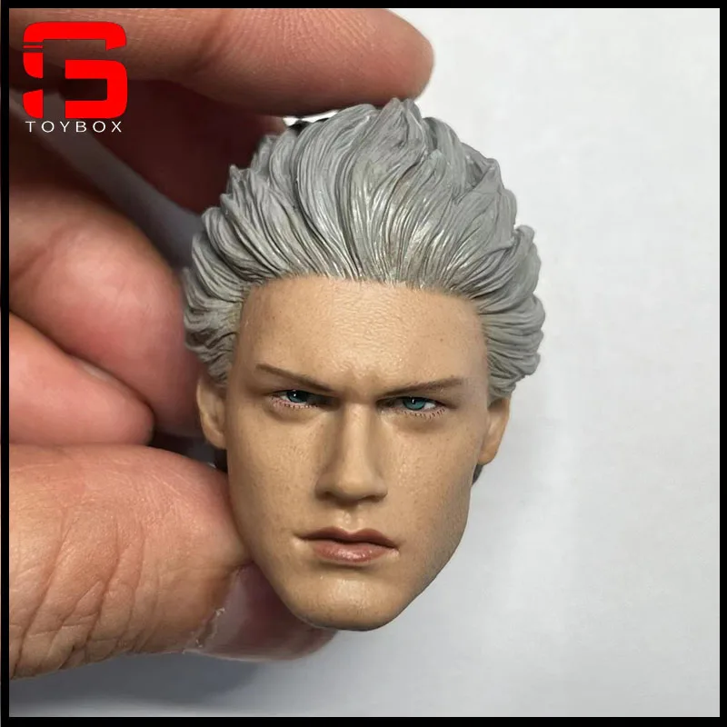 1/6 mierky Mužské strieborné vlasy Vergil hlava sochárske vyrezávanie modelu Fit 12 -palcová mužská vojaka akčná postava Body Dolls