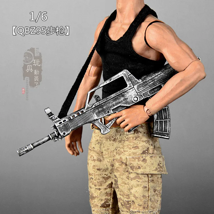 1/6 miniatúrneho mechanického modelu Vojna Poškodená verzia QBZ 95 Automatický puškový model pre 12 '' vojakové akčné figúrske príslušenstvo scéna