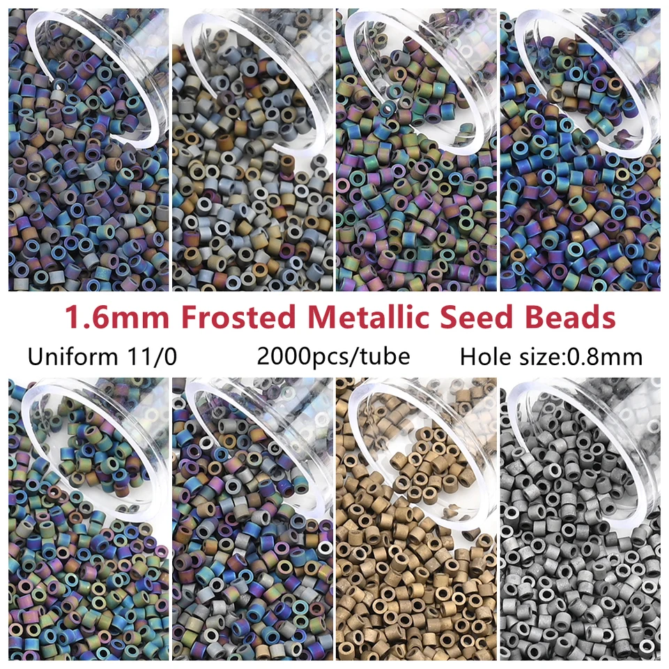1,6 mm matné kovové japonské sklenené korálky 2000ks/rúrka Small Craft Petry pre ručne vyrábané šperky DIY Doplnky odevov