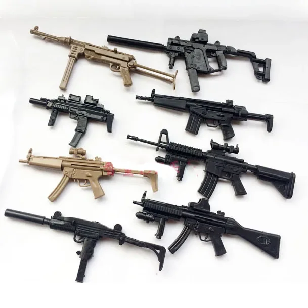 1/6 mp5 mp40 mp7 Uzi Submachine Gun Model Plastické zostavenie zbraní vojenské simulačné hračky