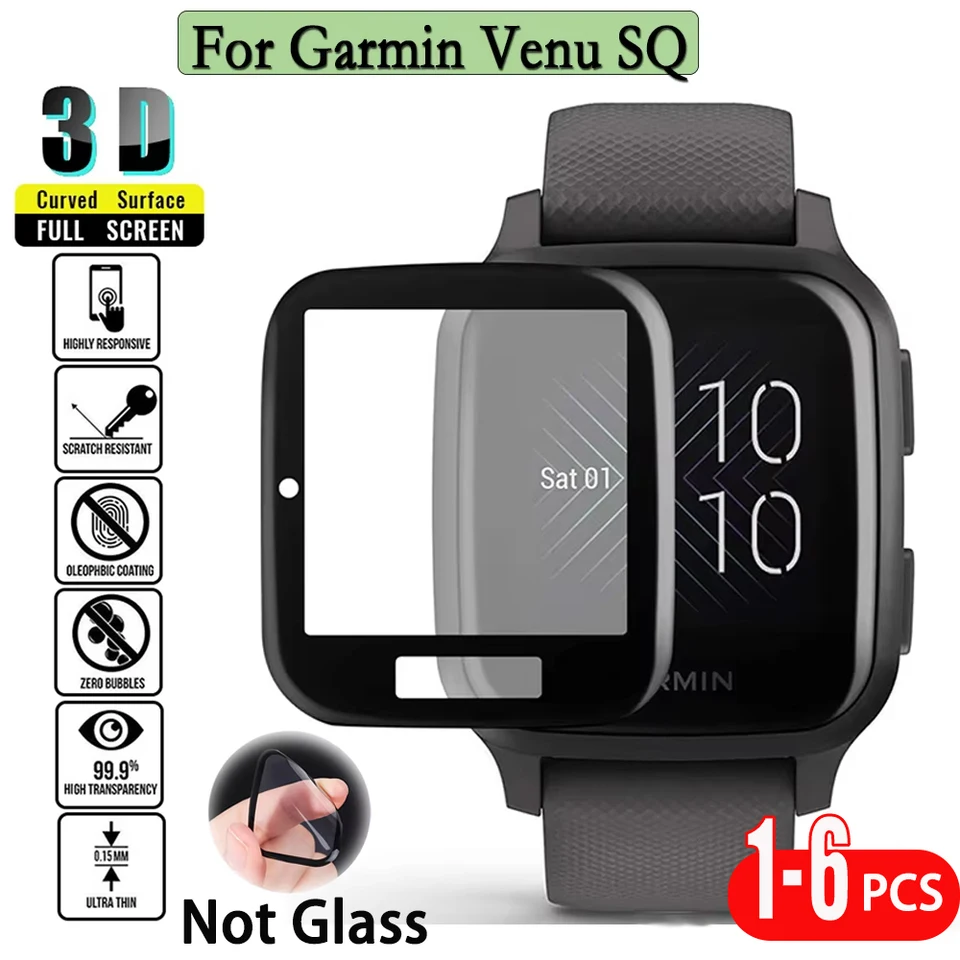 1-6 PCS Ochranný film pre Garmin Venu SQ 3D Curved Soft Edge Clear Cover Smart Watch Accessories for Venu Sq Chránič obrazovky