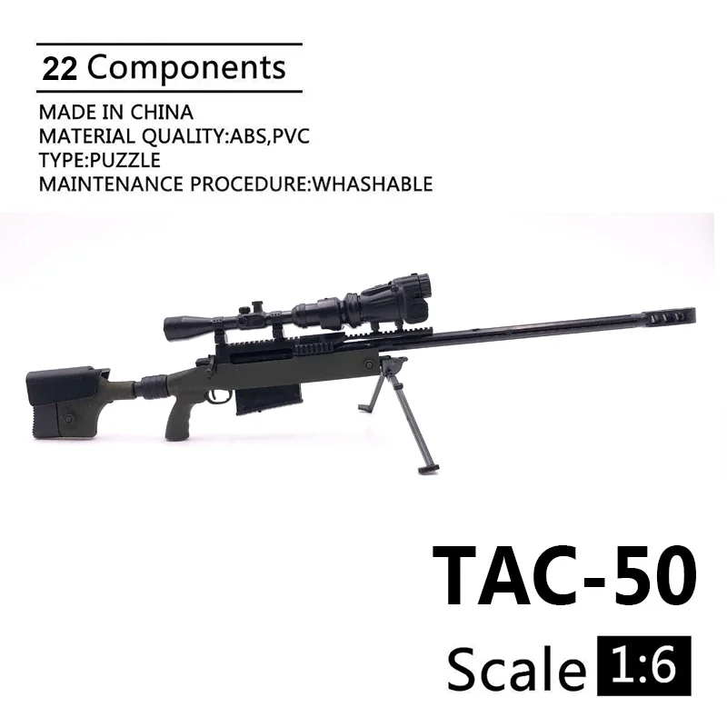 1/6 TAC-50 Sniper Rifle Gun Model Black Coated Plast Model Accessories pre 12-palcové zobrazenie akčného čísla a zbierka
