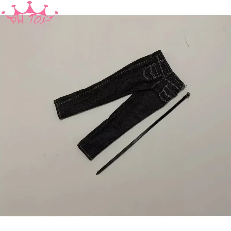 1/6 v mierke mužské čierne džínsy Slim Fit Elastic Elastic Pants Casual Navižné nohavice s opaskovým oblečením pre 12-palcové vojakové postavy PH na BD Body