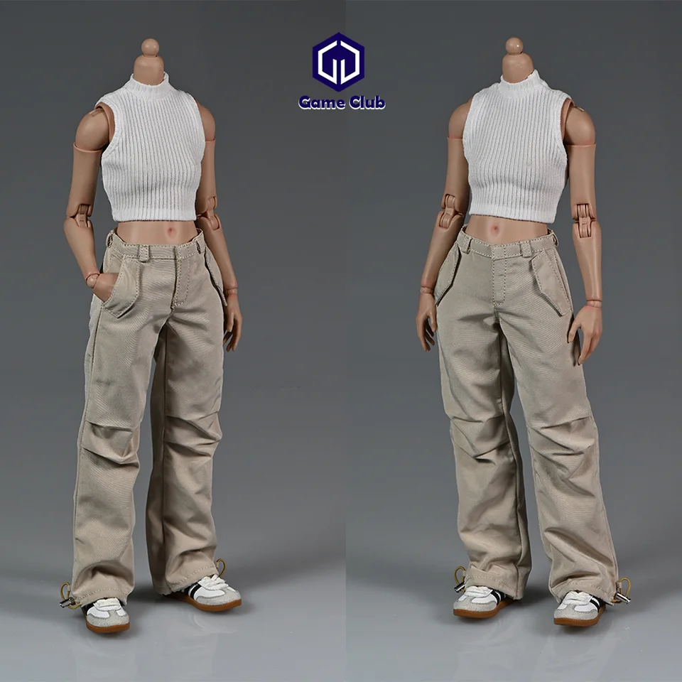 1/6 ženskej nádrže Top Trapstring Nákladné nohavice Hip Hop Casual Street Paratrooper Dlhá rovná nohavice pre 12 palcov