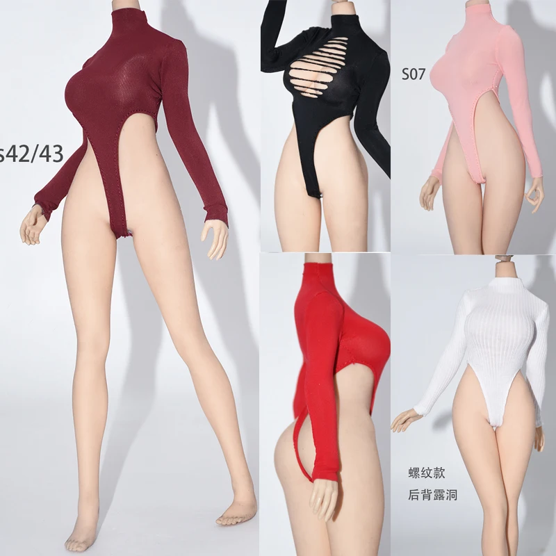 1/6 ženského oblečenia Sexy ľadové hodvábne pletené dlhé rukávy Skinny plavky Fit 12 palcov Tbl jiaou akčná figúrka