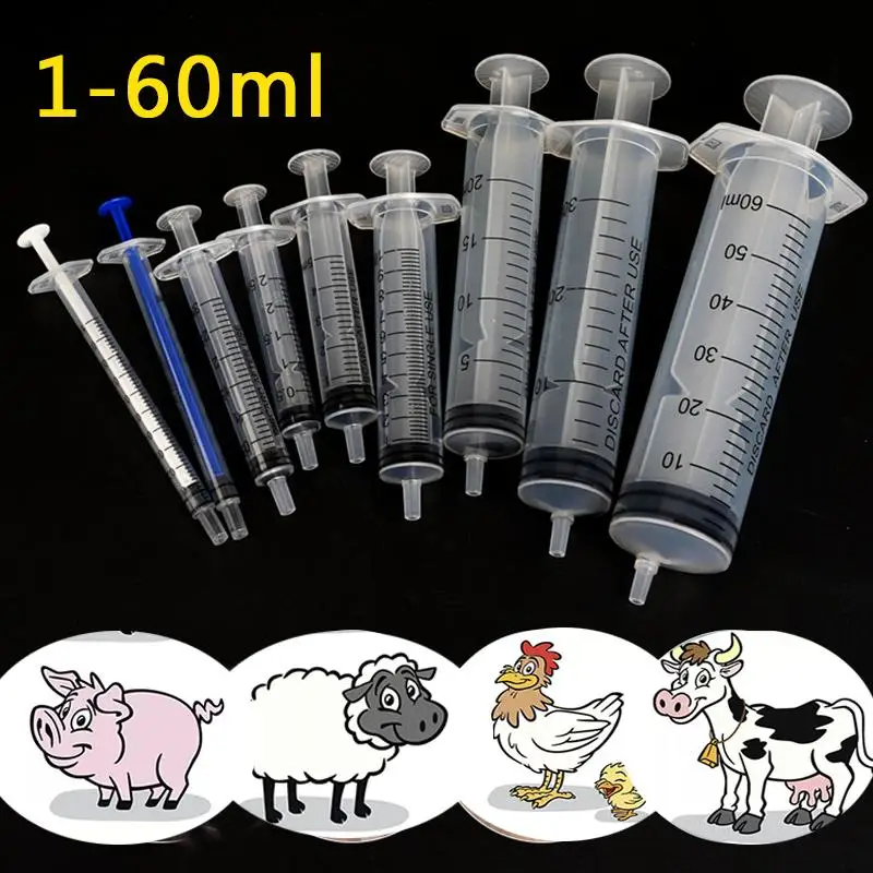 1-60 ml 5ks plastová veterinárna striekačka bez ihiel PET Cub podávača Dojčenie trubice individuálne zabalené viacúčelové náradie