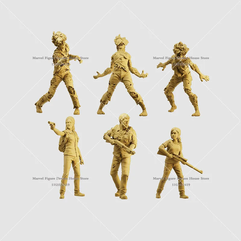1/64 1/43 Miniatúrna scéna v mierke Miniatúrna scéna Doll White Model Un-Panited The Last of Us Ellie Joel Tess Clickers Mini Action Figure Model Model