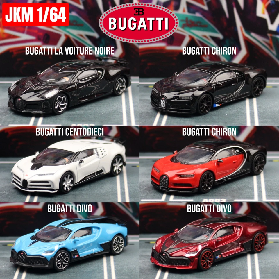 1/64 Bugatti La Voiture Noire Chiron Centodiecci Divo EB110 Hračka auta JKM Diecast Miniauto Super Sport Model Model Metal Collection Gift