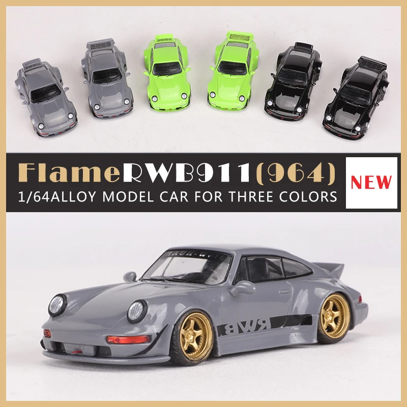 1/64 Scale Zliatina zliatiny simulácie automobilu Model 911 964 RWB Originálna zbierka dekorácie dekorácie Darček