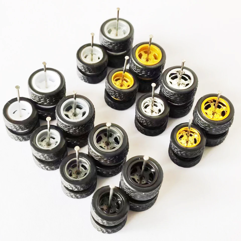 1/64 Zliatinové auto rozložené kolesá 11,7 mm 12,9 mm predné malé zadné veľké progresívne pneumatiky pretiahnutia kolies pre horúca koleso