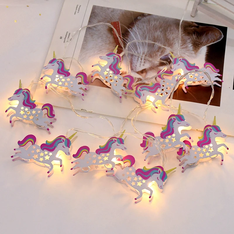 1,65 m 3D jednorožec LED Girland Iron Material Unicorn Faile Night Lights for Children Spál