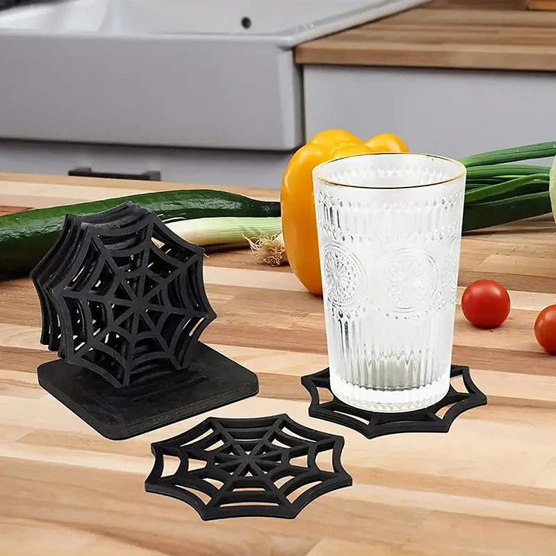 1/6ks Halloween Coaster Halloween Decor Decor Spider Web Coasters Festive Halloween Table prestieranie pre domácu dekoráciu